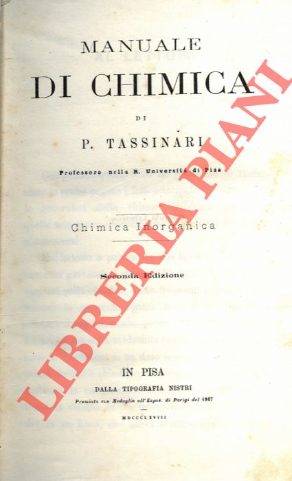 TASSINARI P(aolo) - - Manuale di chimica, Chimica inorganica. Seconda edizione.    