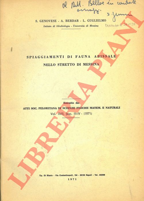GENOVESE S. - BARDAR A. - GUGLIELMO L. - - Spiaggiamenti di fauna abissale nello Stretto di Messina.