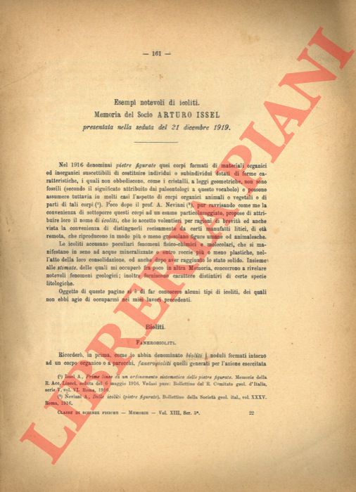 ISSEL Arturo - - Esempi notevoli di icoliti.