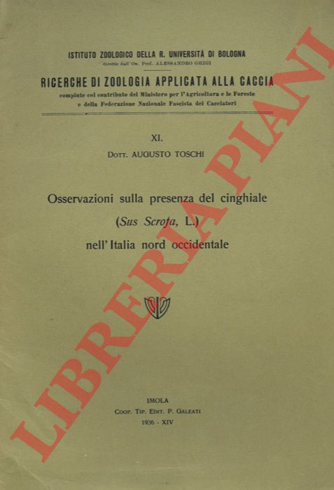 TOSCHI Augusto - - Osservazioni sulla presenza del Cinghiale (Sus scrofa L.) nell'Italia nord occidentale.