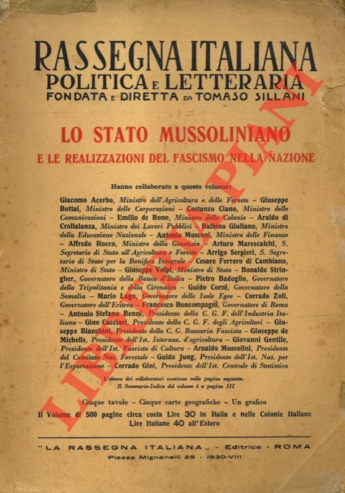 AA.VV. - - Lo Stato Mussoliniano e le realizzazioni del Fascismo nella Nazione.