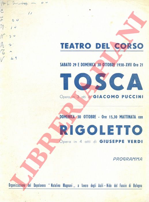 Teatro del Corso - - Tosca. - Rigoletto. Programma.
