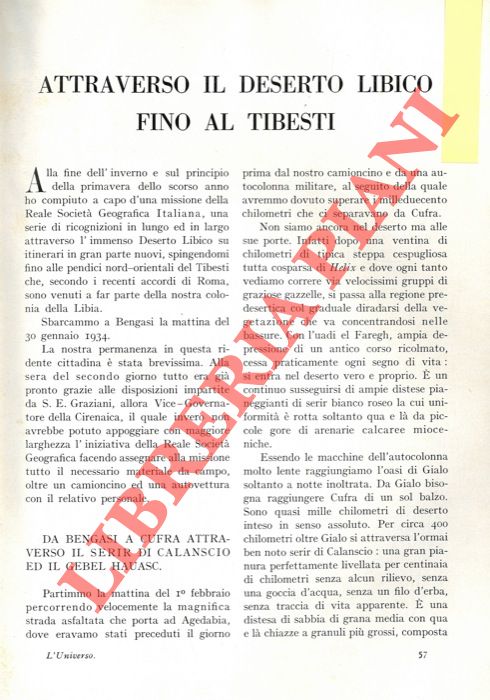 MONTERIN Umberto - - Attraverso il deserto libico fino al Tibesti.