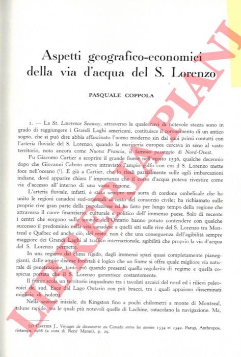 COPPOLA Pasquale - - Aspetti geografico-economici della via d'acqua del S.Lorenzo.