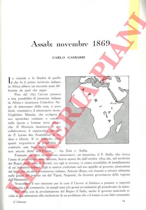 GASBARRI Carlo - - Assab: novembre 1869.