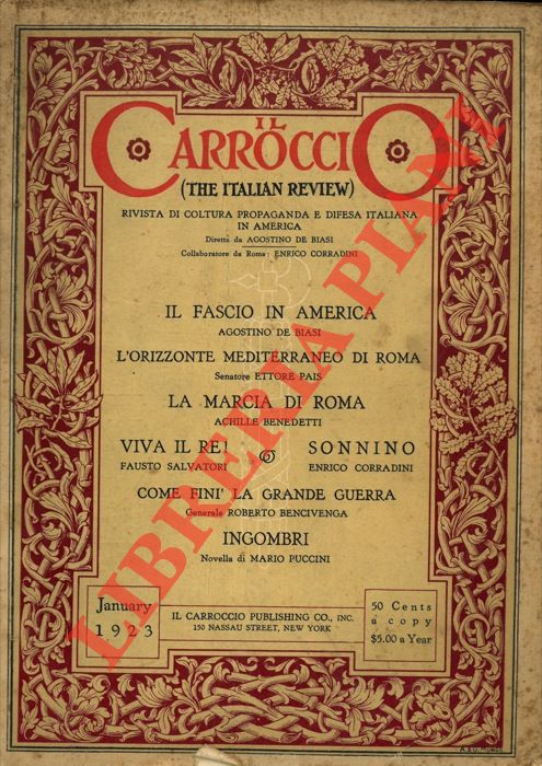 - - Il Carroccio (The italian review). Rivista di cultura propaganda e difesa italiana in America.