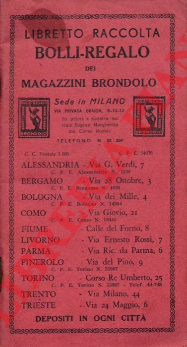 - - Magazzini Brondolo. Milano. Libretto raccolta bolli-regalo.