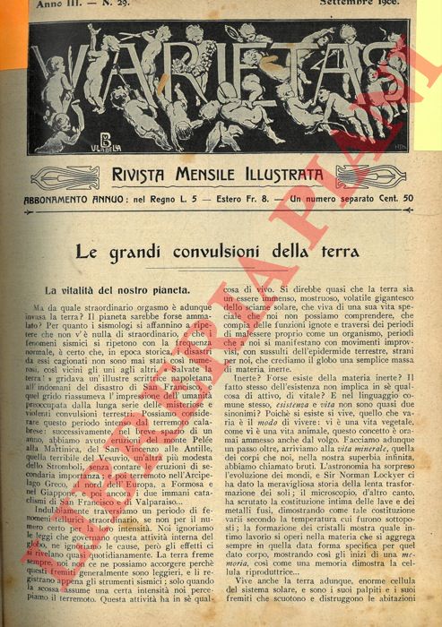 LO FORTE Giacomo - - Le grandi convulsioni della terra.