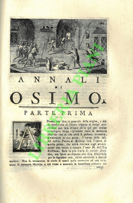 [COLUCCI Giuseppe] - - Della origine e antichit di Osimo che servono di preliminare agli annali di essa citt. UNITO A: Annali di Osimo. Parte prima. Che comprende le memorie di essa citt dagli anni della resa dei Piceni ai Romani fino agli anni M. dell'era cristiana.