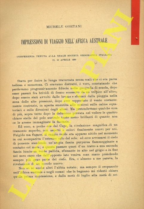 GORTANI Michele - - Impressioni di viaggio nell'Africa Australe.