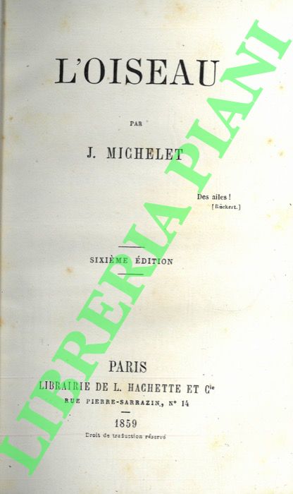 MICHELET J. - - L'oiseau.