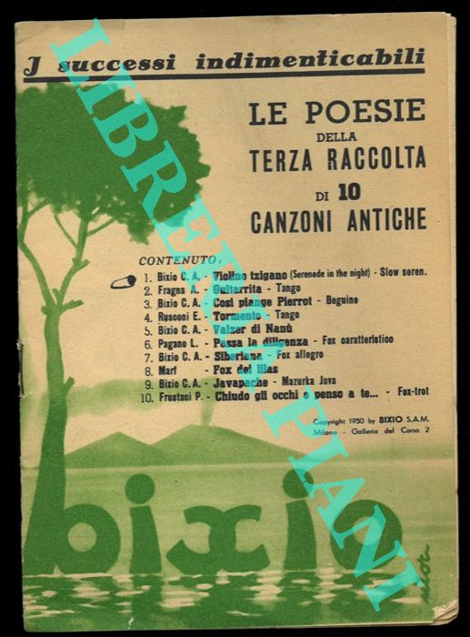 - - Le poesie della terza raccolta di 10 canzoni antiche.