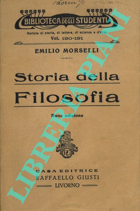 MORSELLI Emilio - - Storia della filosofia.