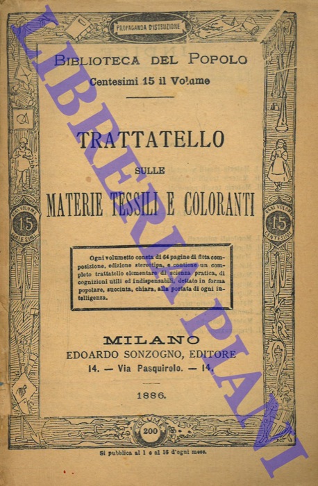 DE BRUM A. - - Trattatello sulle materie tessili e coloranti.