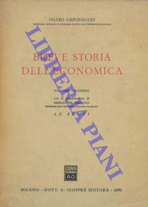 CAPODAGLIO Giulio - - Breve storia dell'economica. Volume Secondo.