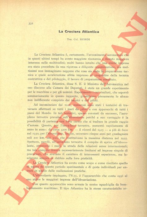 BIONDI Luigi - - La Crociera Atlantica.
