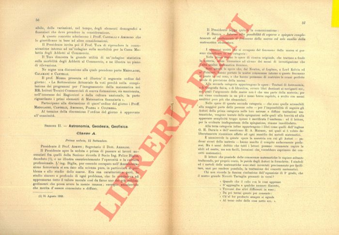 BIGLIA F. - - Intorno alla possibilit di esporre e spiegare completamente ed esattamente il fenomeno della marea col solo ausilio della matematica elementare.
