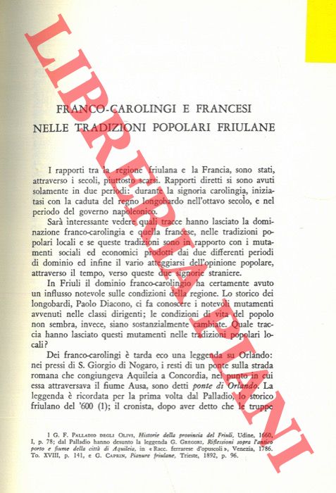PERUSINI Gaetano - - Franco-Carolingi e francesi nelle tradizioni popolari friulane.