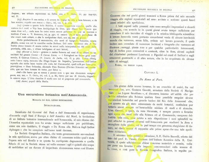 BUSCALIONI Luigi - - Una escursione botanica nell'Amazzonia.
