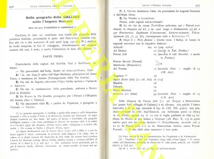GAROFALO Francesco P. - - Sulla geografia delle Galliae sotto l'Impero Romano.