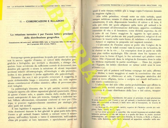 ISSEL Arturo - - La rotazione terrestre  per l'uomo fattore precipuo della distribuzione geografica.