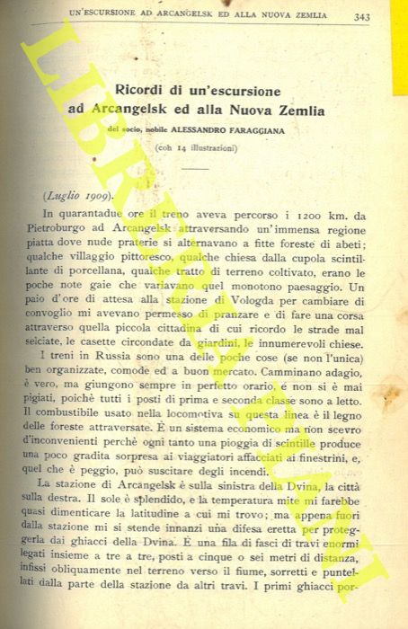 FARAGGIANA Alessandro - - Ricordi di un'escursione ad Arcangelsk ed alla Nuova Zemlia.
