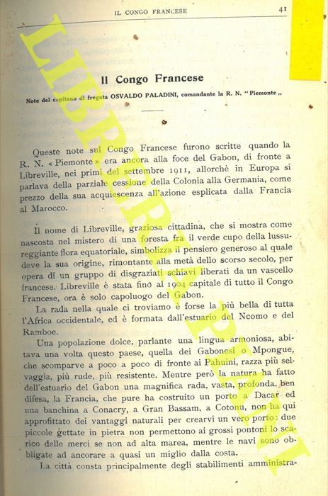 PALADINI Osvaldo - - Il Congo Francese.