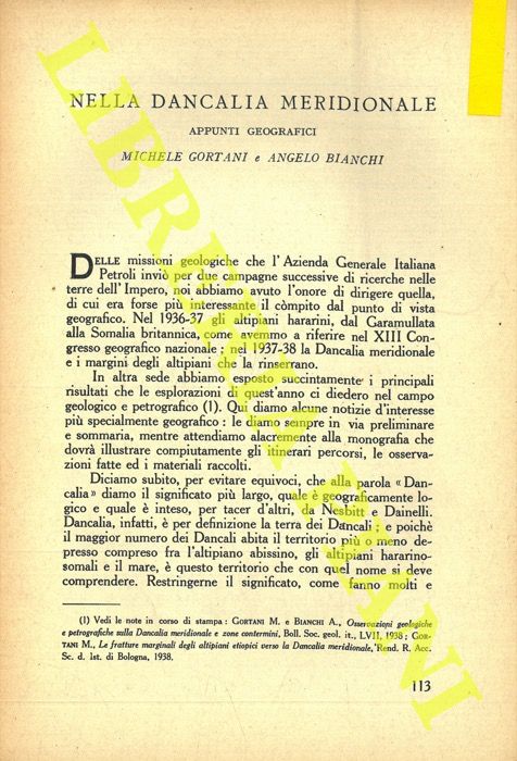 GORTANI Michele - BIANCHI Angelo - - Nella Dancalia meridionale.