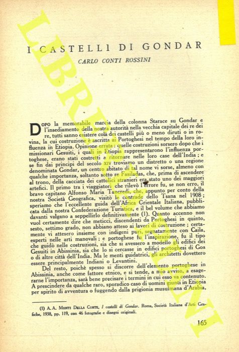 CONTI ROSSINI Carlo - - I castelli di Gondar.