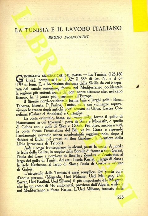 FRANCOLINI Bruno - - La Tunisia e il lavoro italiano.