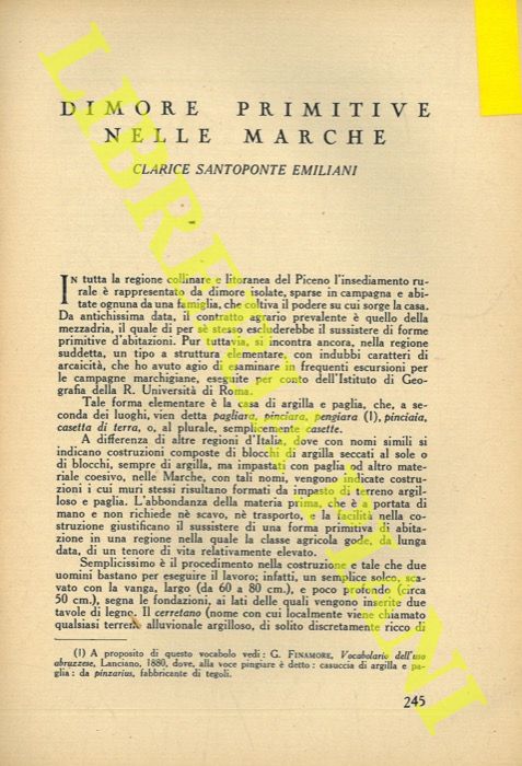 SANTOPONTE EMILIANI Clarice - - Dimore primitive nelle Marche.