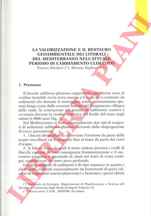 ORTOLANI Franco - PAGLIUCA Silvana - - La valorizzazione e il restauro geoambientale dei litorali del Mediterraneo nell'attuale periodo di cambiamento climatico.