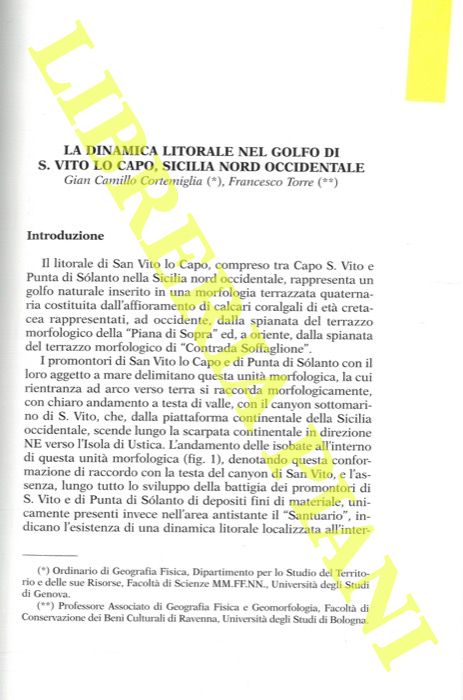 CORTEMIGLIA Gian Camillo - TORRE Francesco - - La dinamica litorale nel golfo di S. Vito lo Capo, Sicilia nord occidentale.