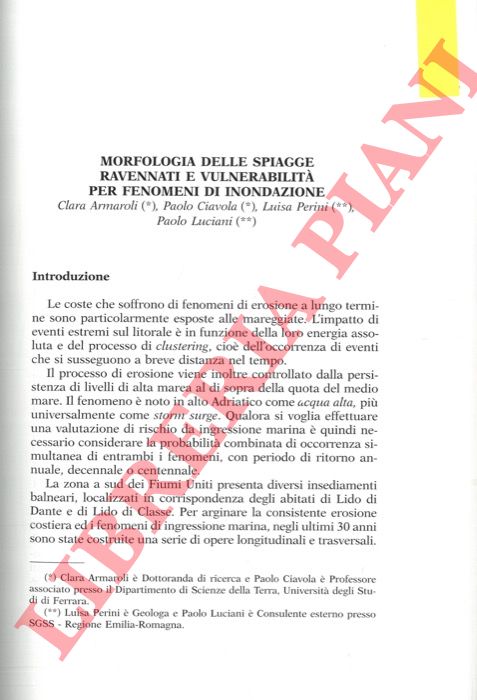 ARMAROLI Clara - CIAVOLA Paolo - PERINI Luisa - LUCIANI Paolo - - Morfologia delle spiagge ravennati e vulnerabilit per fenomeni di inondazione.