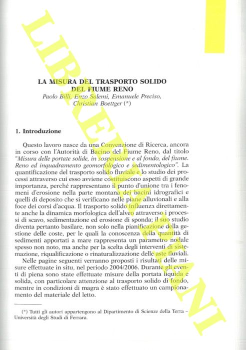 BILLI Paolo - SALEMI Enzo - PRECISO Emanuele - BOETTGER Christian - - La misura del trasporto solido del Fiume Reno.