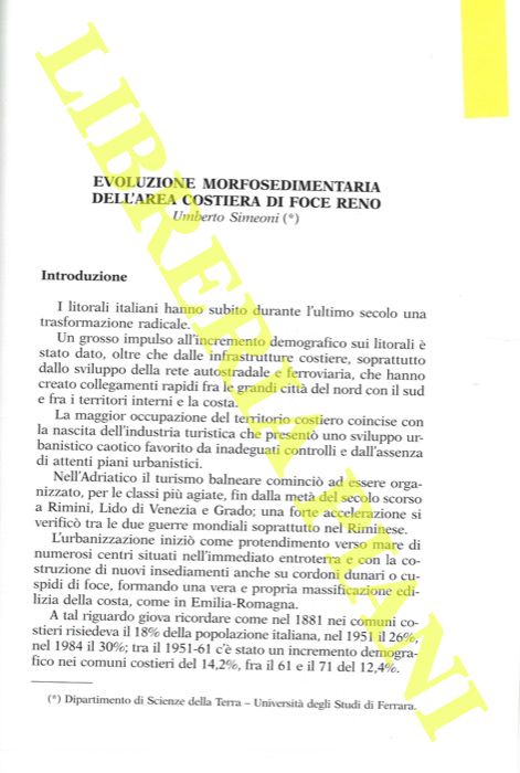 SIMEONI Umberto - - Evoluzione morfosedimentaria dell'area costiera di foce Reno.