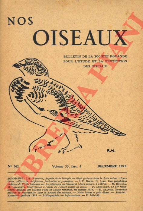 BONORA M. & CHIAVETTA M. - - Contribution  l'tude du Faucon lanier (Falco biarmicus feldeggi) en Italie 1975.