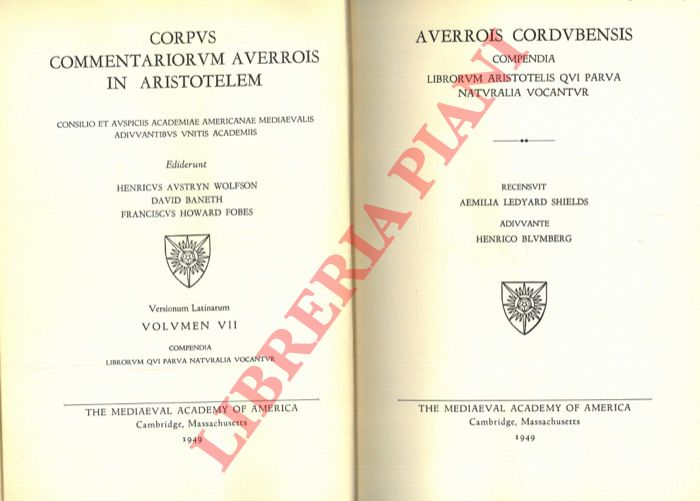 LEDYARD SHIELDS Aemilia - - Averrois cordubensis. Compendia librorum Aristotelis qui parva naturalia vocantur.