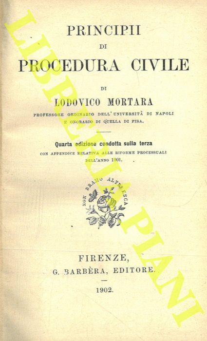 MORTARA Lodovico - - Principi di procedura civile.