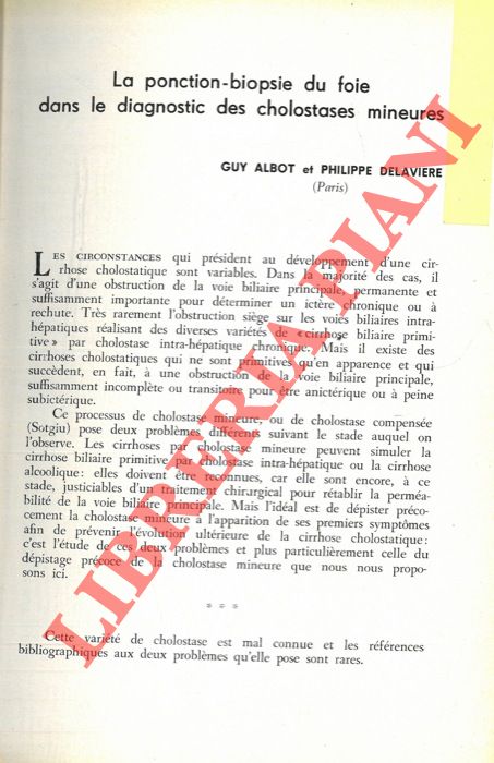 La ponction-biopsie du foie dans le diagnostic des cholostases mineures. - ALBOT Guy - DELAVIERE Philippe -