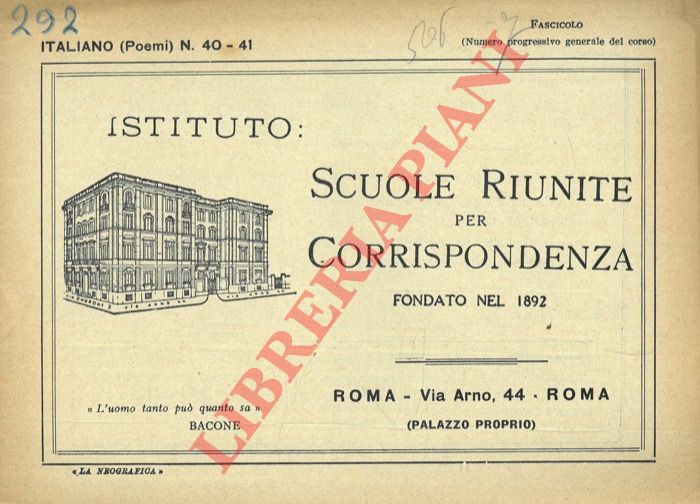 Istituto Scuole Riunite per Corrispondenza. - Italiano (poemi) n. 40-41.