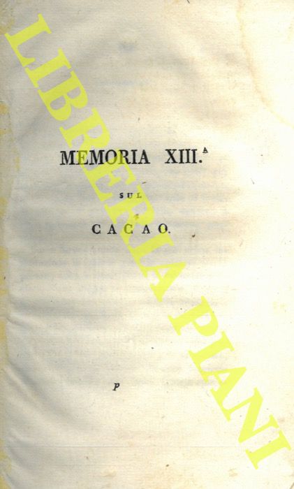 MOLINA Gioan-Ignazio - - Sul cacao.