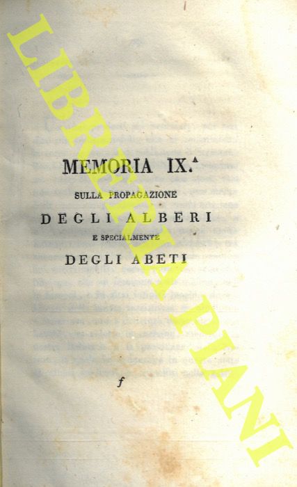 MOLINA Gioan-Ignazio - - Sulla propagazione degli alberi e specialmente degli abeti.