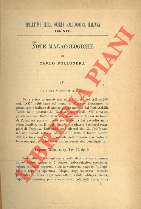 POLLONERA Carlo - - Note Malacologiche.