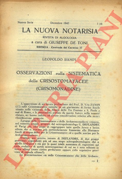RAMPI Leopoldo - - Osservazioni sullo sviluppo quantitativo del fitoplancton nel mare Mediterraneo.