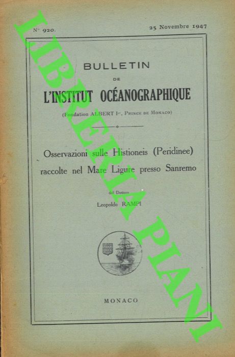 RAMPI Leopoldo - - Osservazioni sulle Histioneis (Peridinee) raccolte nel Mare Ligure presso Sanremo.