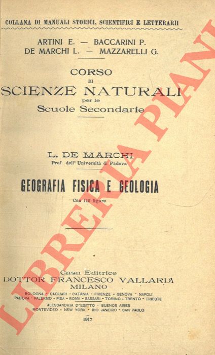 DE MARCHI L. - - Geografia fisica e geologia.