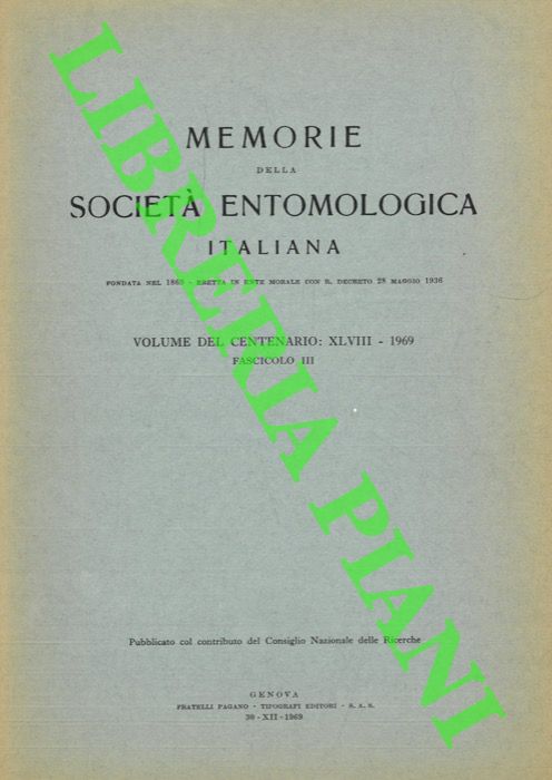 AA.VV. - - Memorie della Societ Entomologica Italiana. Volume del centenario: XLVIII.  Fascicolo III.