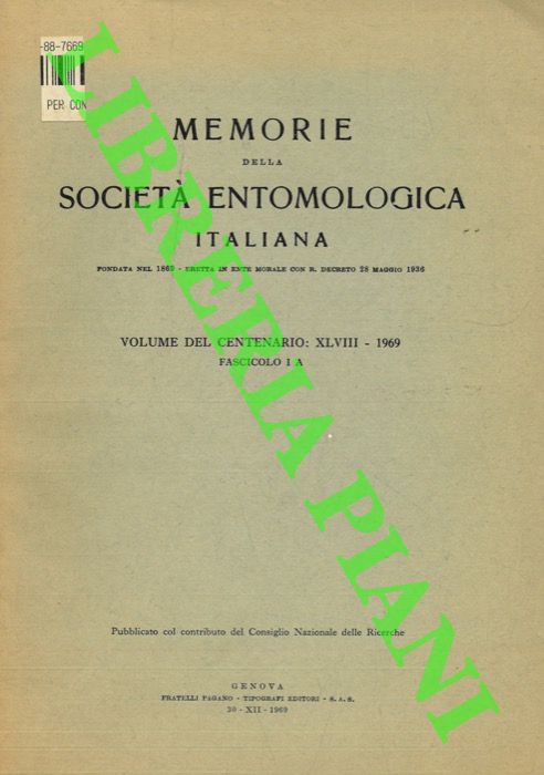 AA.VV. - - Memorie della Societ Entomologica Italiana. Volume del centenario: XLVIII.  Fascicolo I A.