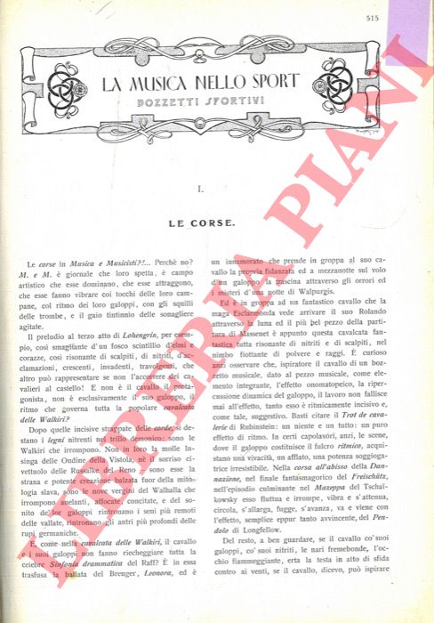 - - La musica nello sport. Bozzetti sportivi. I. Le corse. II. Alpinismo.